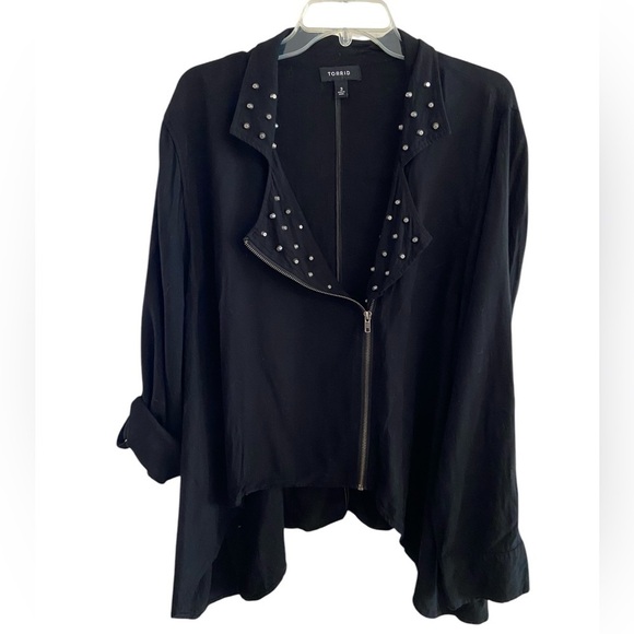 Torrid black jacket blazer zip up moto style studded 3X - Picture 4 of 12